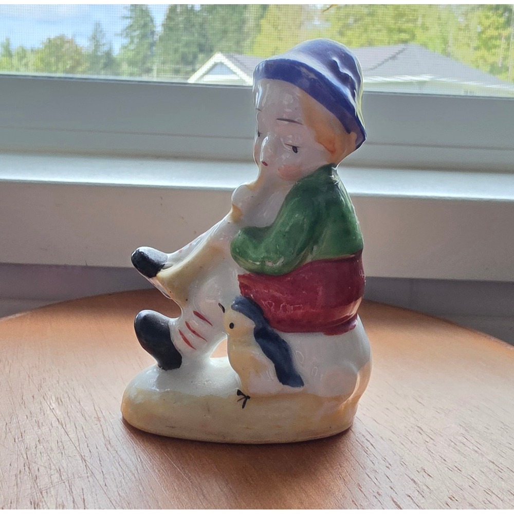 Vintage 1940s Hand Painted Occupied Japan Ceramic Boy Figurine